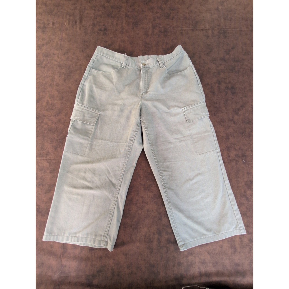 Lee Riders Army Green Olive Drab Cotton Cargo‎ Cropped Capri Pants Womens 14 M